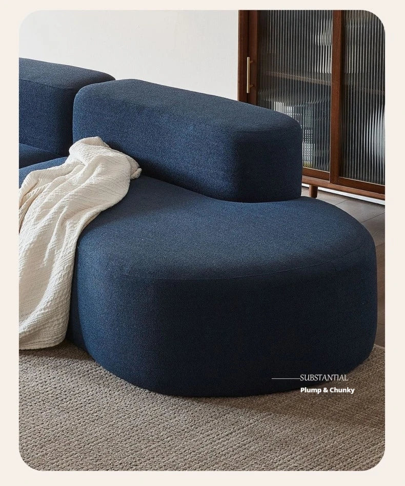 Fabric Sofa, Cashew Shape Compression Couch with High-Resilience Foam, Velvet Upholstery, Non-Deformation, Roll-Pack Design