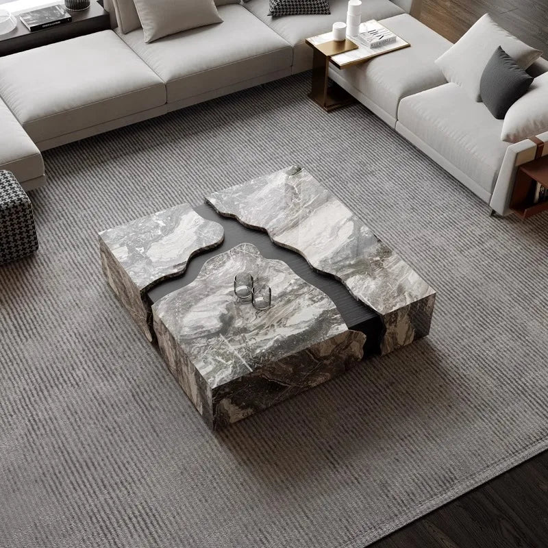 Any Size Custom Square Marble Coffee Table Italian Minimalist Viral Design Spacious Living Room Heat Scratch Resistant Customiza