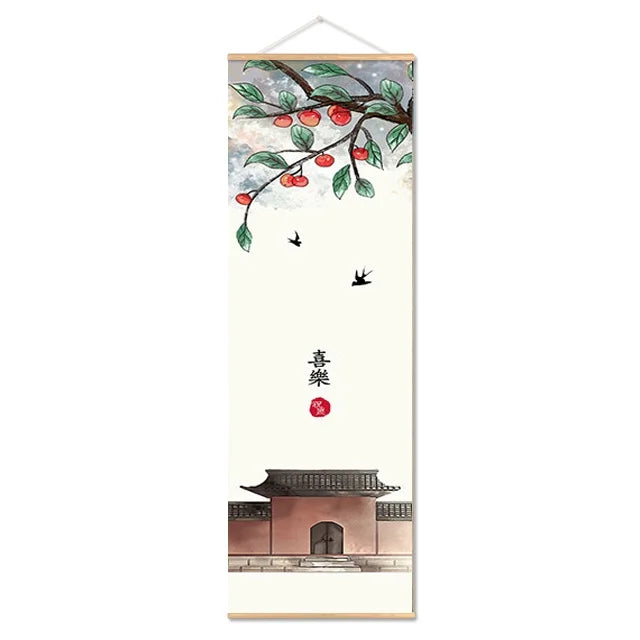 Chinese Style Green Plants Canvas Scroll Painting Poster Canvas Prints Living Room Home Decoration Wall Art Painting Gift