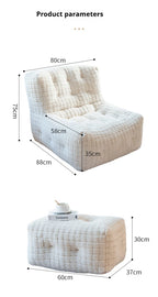 Italian Faux Rabbit Fur Bean Bag Chair, Adjustable Lounge Sac for Living Room & Bedroom, Mixed Filling & Ergonomic, White