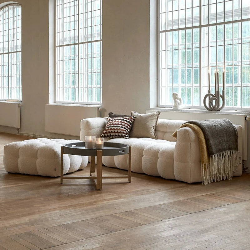 Straight row Split design soft bread module sofa berber fleece comfortable living room sofa apartment home furniture accessories