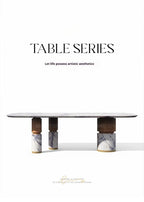 Natural Marble Dining Table with Walnut Base, Minimalist Luxury Villa Long Table, Eco-Friendly & Moisture-Proof, Customizable
