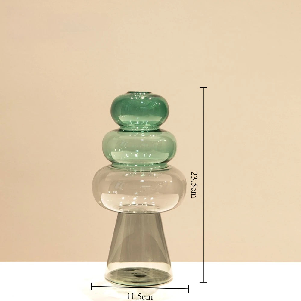 Minimalist Colored Glass Creative Double-layer Glass Transparent Vase Desktop Soft Decoration Hydroponics Vase Home Decoration