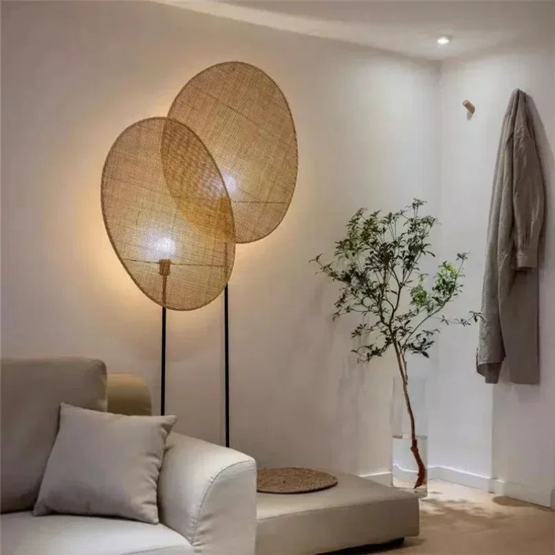 H5-Wabi Sabi Wall Lamp Japanese Room Decor Rattan Lamp Hand-woven Living Room Bedroom Beside Retro Study Corridor Aisle Light