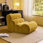 Vacuum Compressed Caterpillar Chair, Mid-Century Hugging 3D Seat with 5-Zone Support, High-Elasticity Sherpa Foam, Small Space