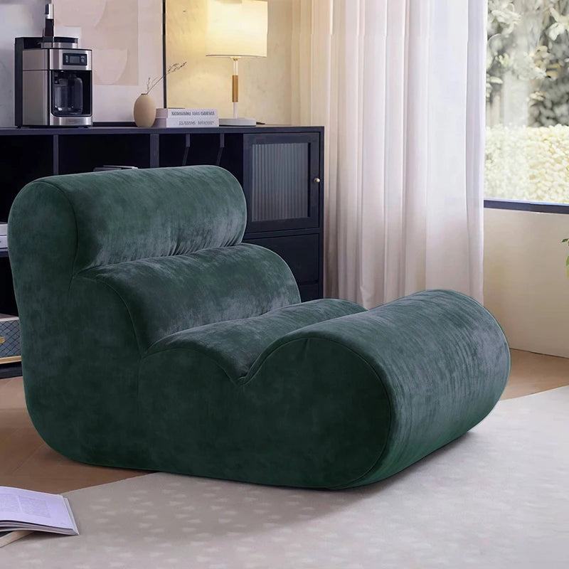 Vacuum Compressed Caterpillar Chair, Mid-Century Hugging 3D Seat with 5-Zone Support, High-Elasticity Sherpa Foam, Small Space