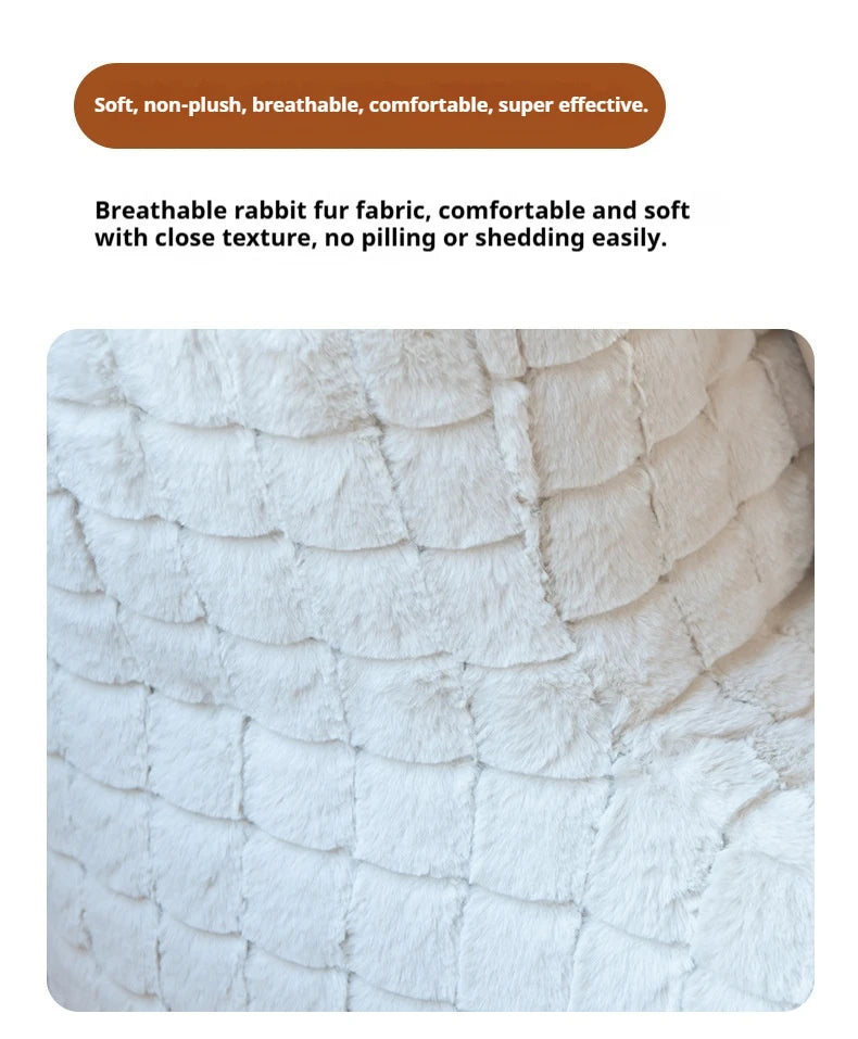Italian Faux Rabbit Fur Bean Bag Chair, Adjustable Lounge Sac for Living Room & Bedroom, Mixed Filling & Ergonomic, White