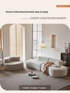Fabric Sofa, Cashew Shape Compression Couch with High-Resilience Foam, Velvet Upholstery, Non-Deformation, Roll-Pack Design