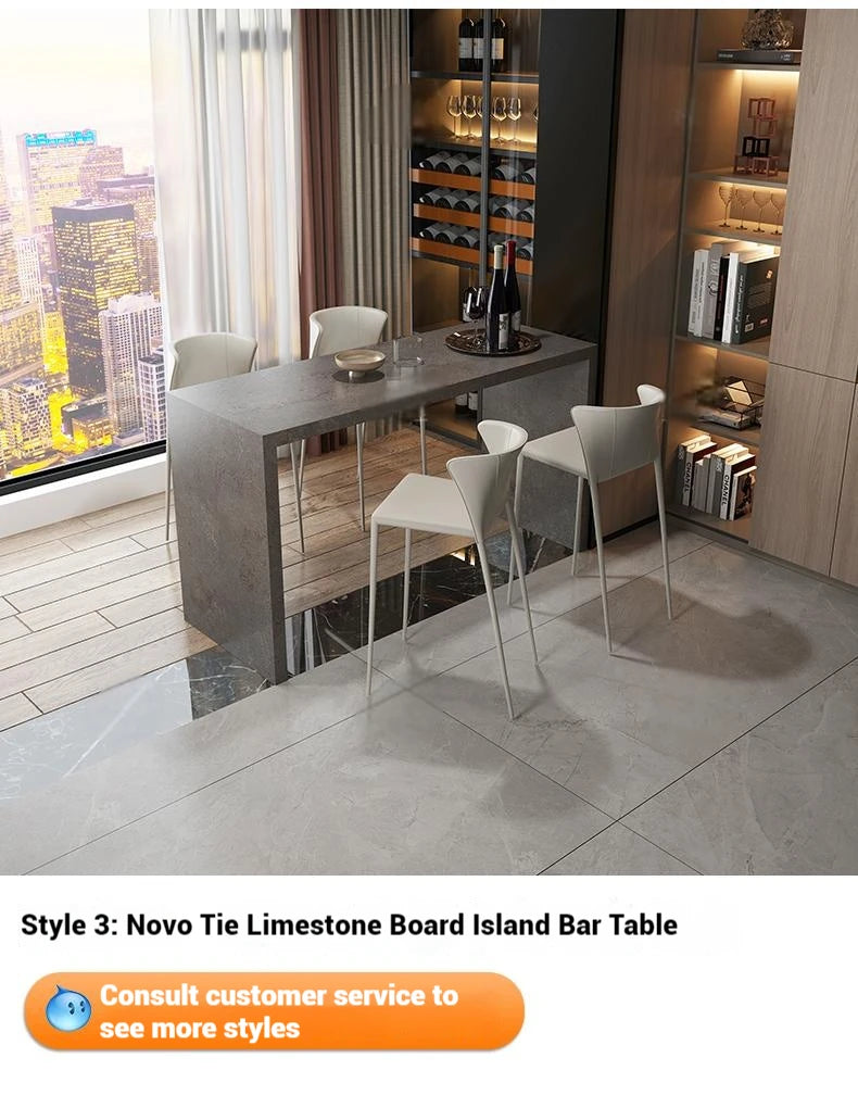 Quartz Stone Breakfast Bar, Kitchen Island with Dining Table & Cabinet, Stain Resistant & High Hardness, Custom Modern Design