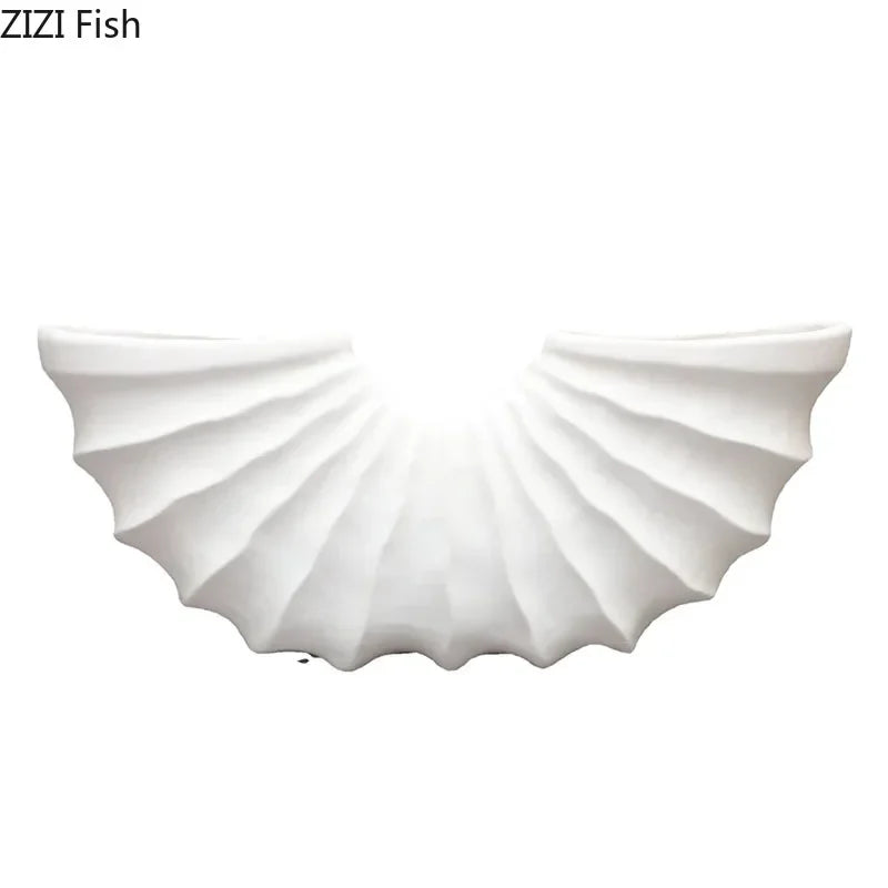European Scalloped Conch Floral Vase Resin Flower Pots Flower Arrangement Decorative Modern Decor Desk Decoration Crafts Vases