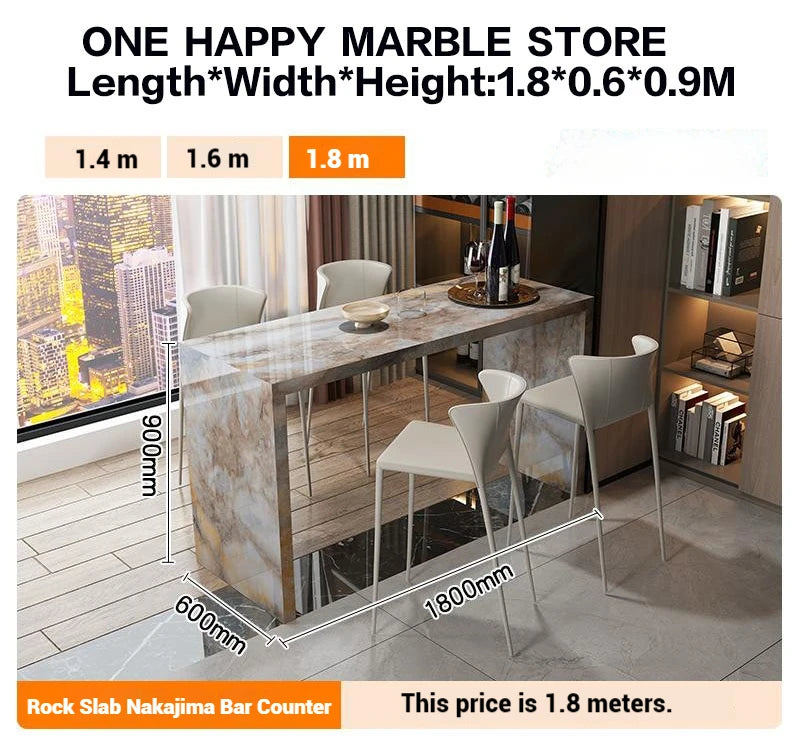Quartz Stone Breakfast Bar, Kitchen Island with Dining Table & Cabinet, Stain Resistant & High Hardness, Custom Modern Design