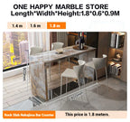 Quartz Stone Breakfast Bar, Kitchen Island with Dining Table & Cabinet, Stain Resistant & High Hardness, Custom Modern Design