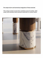 Natural Marble Dining Table with Walnut Base, Minimalist Luxury Villa Long Table, Eco-Friendly & Moisture-Proof, Customizable