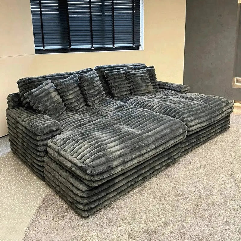 Any Size Custom Oversized Corduroy Rabbit Fur Sofa Customizable Integrated Sponge Sit Lie Eco Friendly Filling Vacuum Packed Liv