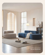 Fabric Sofa, Cashew Shape Compression Couch with High-Resilience Foam, Velvet Upholstery, Non-Deformation, Roll-Pack Design