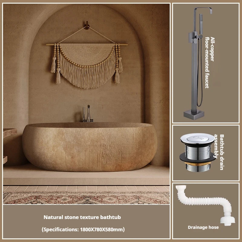 Any Size Custom Retro Oval Bathtub Compact Freestanding Soaking Tub Home Bathroom All Spaces Heat Retention Easy Clean Body Cont