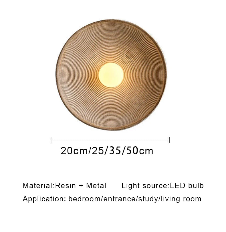 Nordic Creative Retro Round Wall Lamp Wabi-sabi Resin Sconces for Living Room Bedroom Bedside Hotel Corridor  Decor lightig