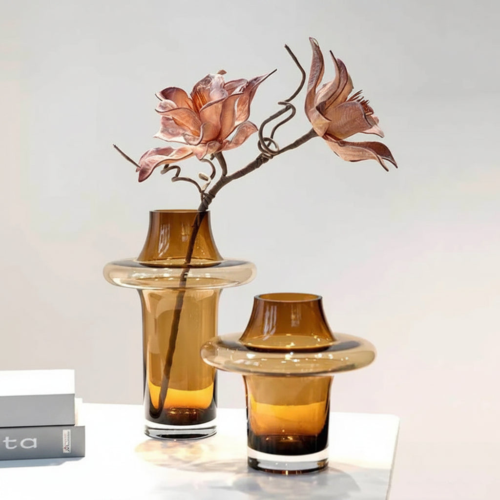 Amber Tower Glass Vase