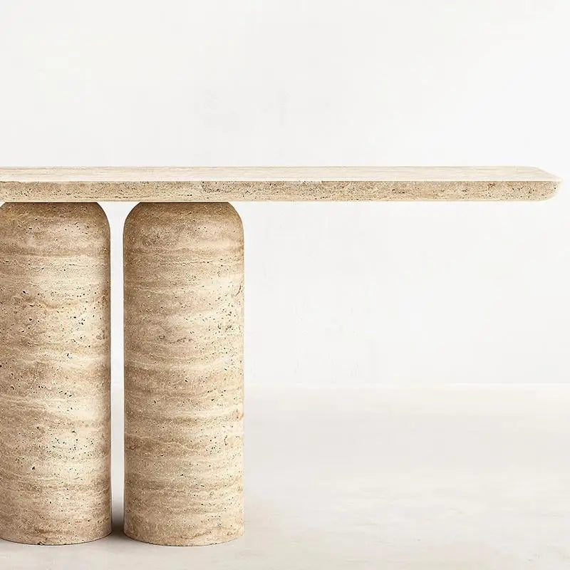 Any Size Custom Italian Travertine Entryway Console Luxury Wall Mounted Hall Table Villa Heat Scratch Resistant Anti Bacterial S