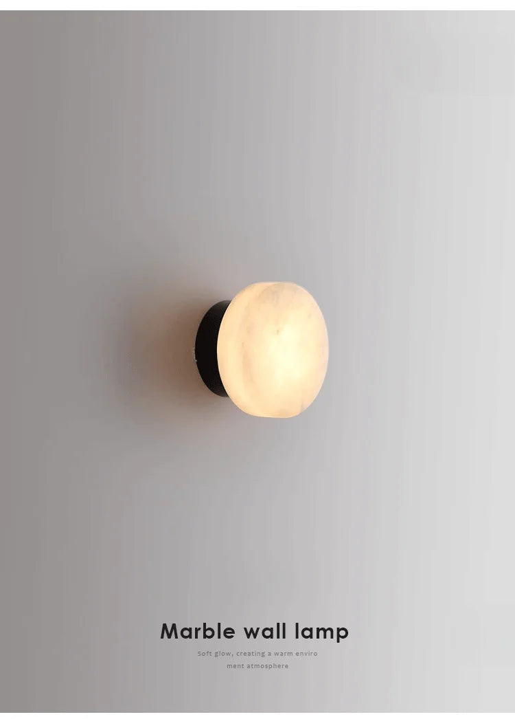 Luxury Spain natural Marble Round Wall Lamp Nordic Modern LED room Light living room Bedroom Passage corridor High-end Fixture