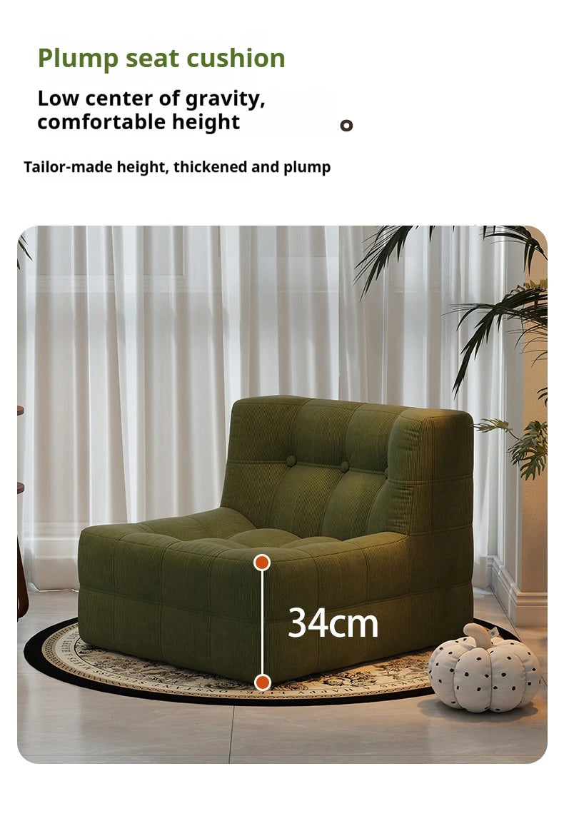 Retro Waffle Texture Chaise Lounge, Chenille Compression Sofa Single Seater, High Resilience & Durable, Modern Luxury Design