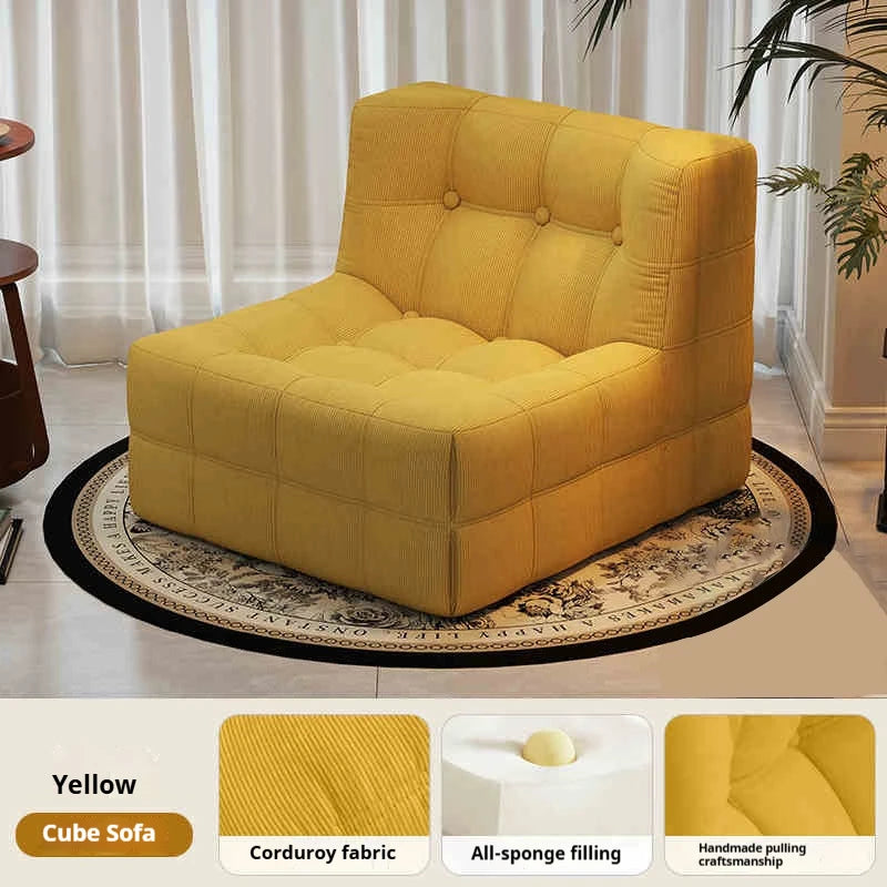 Retro Waffle Texture Chaise Lounge, Chenille Compression Sofa Single Seater, High Resilience & Durable, Modern Luxury Design