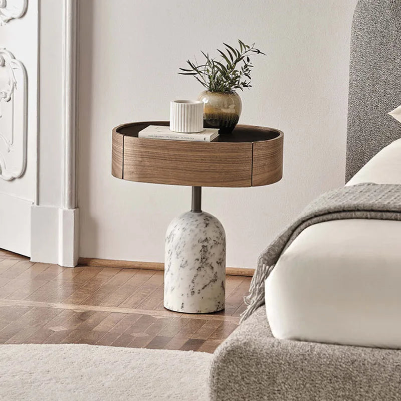 Any Size Custom Italian Minimalist Nightstand Pine Wood Marble Bedside Cabinet Eco Friendly Scratch Resistant Modern Home Storag