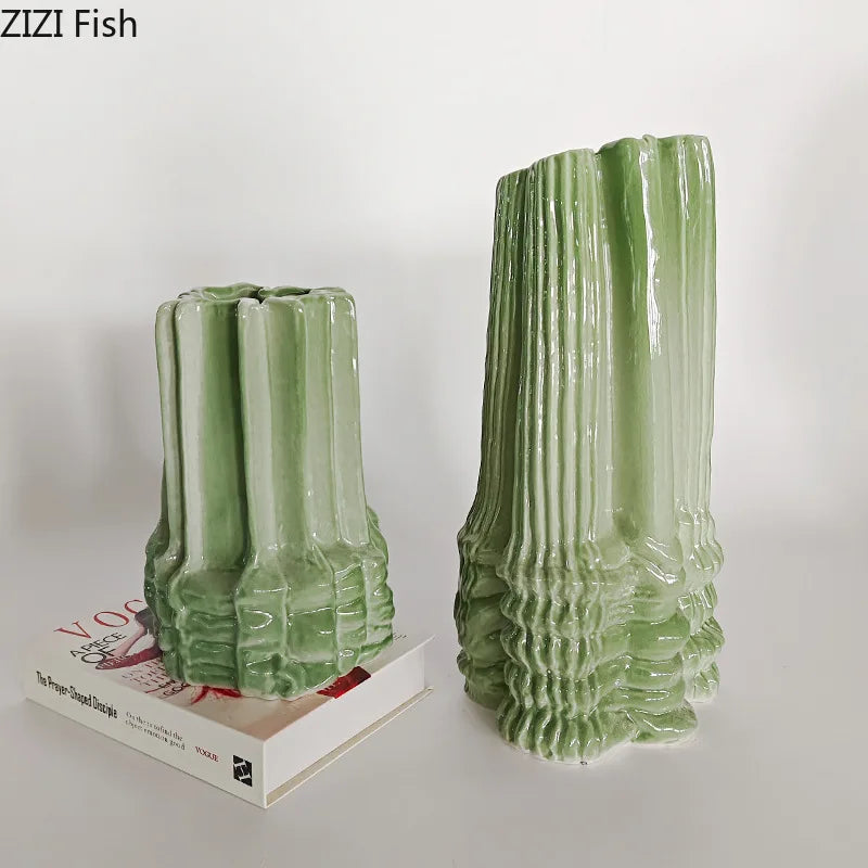 Creative Stacking Ceramic Vase Minimalism Flower Pots Desk Decoration Flowers Arrangement Floral Vases Room Aesthetic Decor