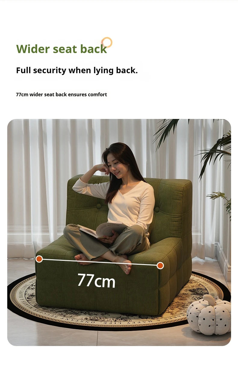 Retro Waffle Texture Chaise Lounge, Chenille Compression Sofa Single Seater, High Resilience & Durable, Modern Luxury Design