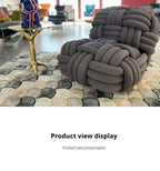 Any Size Custom Nordic Knit Lounge Chair Handwoven Chenille Fabric High Resilience Foam Comfortable Minimalist Living Room Leisu
