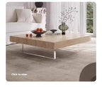 Luxury Travertine Pattern Stone Dining Table, Cream Mid-Century Style for Small Space, Stain & Heat Resistant, Customizable