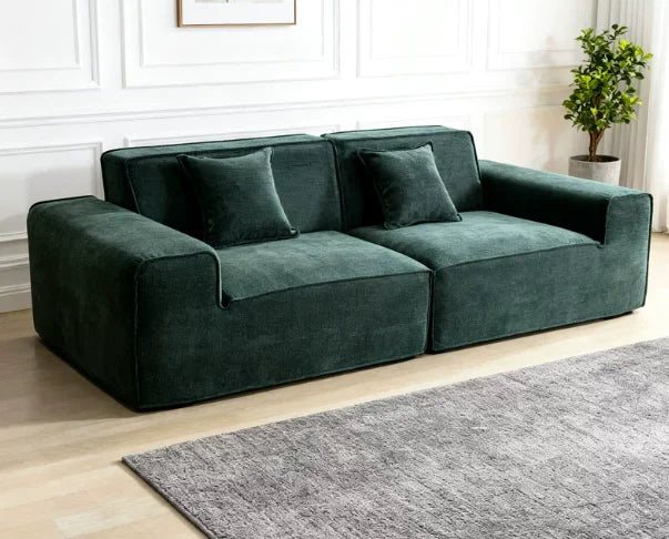 Frameless Tofu Block Sofa, Wabi-Sabi Chenille Fabric with 5-Zone Support, Heavy-Duty & High-Density Foam, Minimalist Design