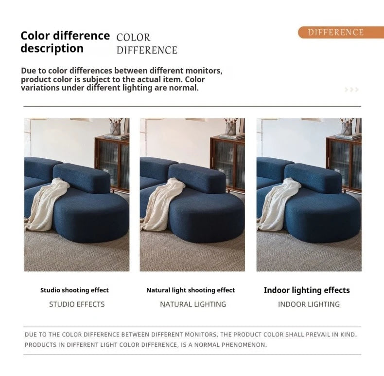 Fabric Sofa, Cashew Shape Compression Couch with High-Resilience Foam, Velvet Upholstery, Non-Deformation, Roll-Pack Design