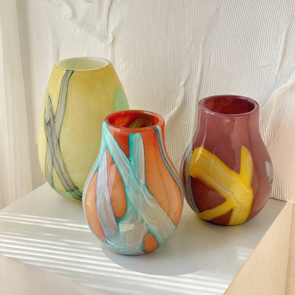 Colorful Marbled Glass Vase