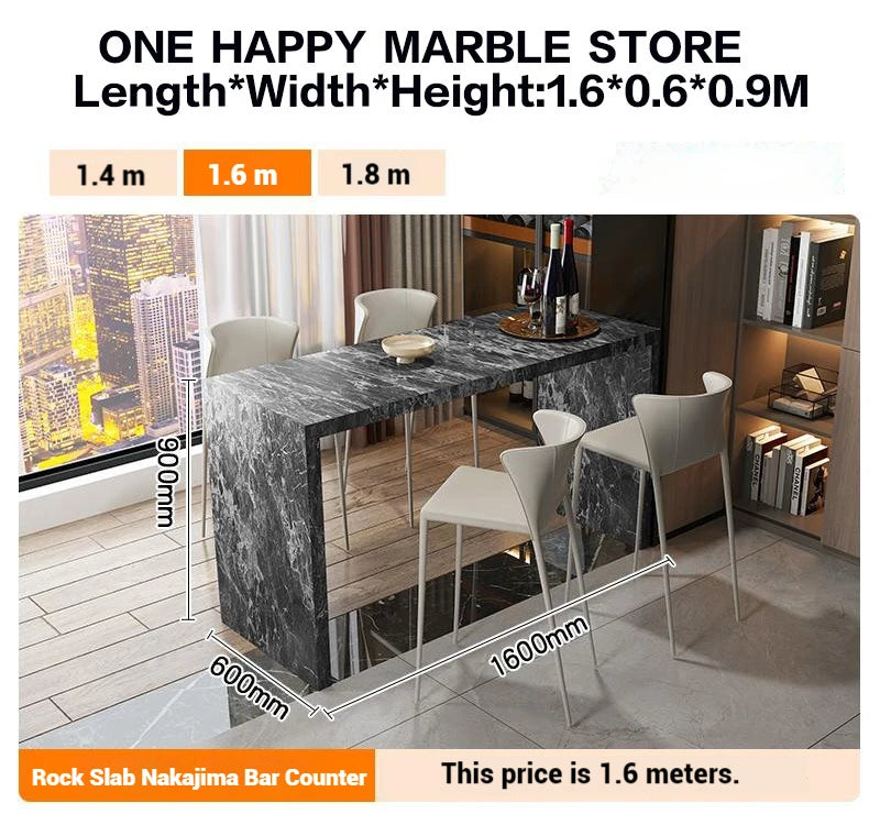 Quartz Stone Breakfast Bar, Kitchen Island with Dining Table & Cabinet, Stain Resistant & High Hardness, Custom Modern Design