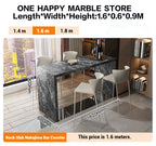 Quartz Stone Breakfast Bar, Kitchen Island with Dining Table & Cabinet, Stain Resistant & High Hardness, Custom Modern Design