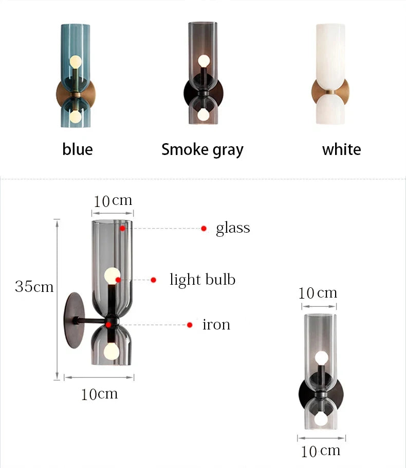 Nordic minimalist creative glass wall lamp hallway foyer bedroom living room bedside lamp study art light luxury wall lamp