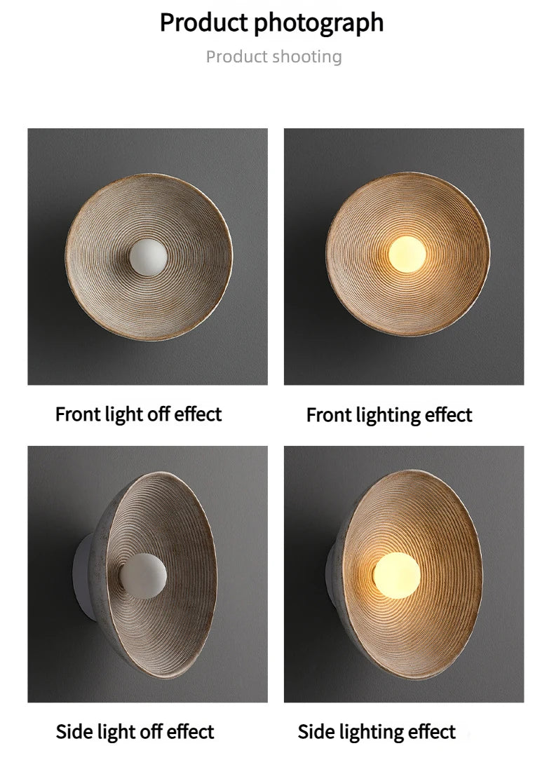 Nordic Creative Retro Round Wall Lamp Wabi-sabi Resin Sconces for Living Room Bedroom Bedside Hotel Corridor  Decor lightig