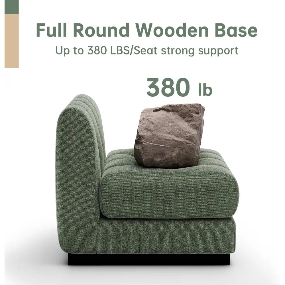 Modular Sectional Sofa, Deep Seat Chenille Couch with High Density Foam Cushions, 3-Seat Modern Minimalist Sofa Customized
