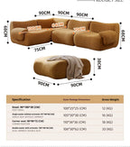 Vacuum-Compressed Modular Sofa, Wabi-Sabi Sherpa Fabric Sectional with High-Elastic Foam, Cream Mid-Century Style, Space Saving