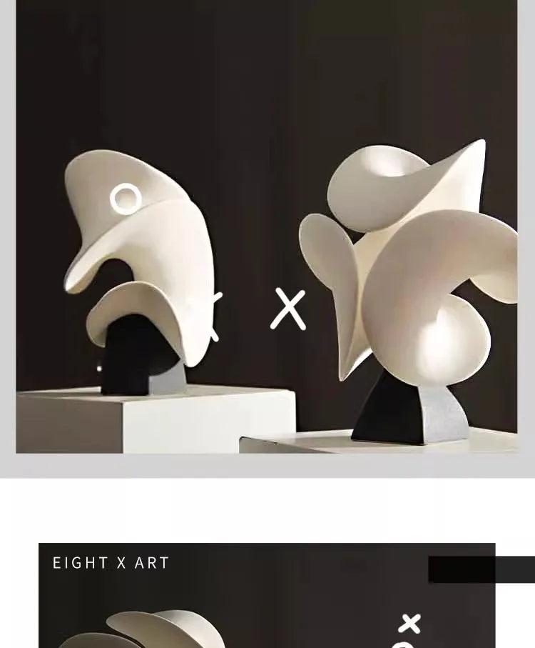 Abstract Flower Art Sculpture Ceramics Crafts Ornaments Desk Decoration White Flower Abstract Sculpture Room Aesthetic Decor