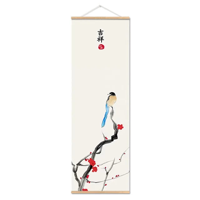 Chinese Style Green Plants Canvas Scroll Painting Poster Canvas Prints Living Room Home Decoration Wall Art Painting Gift