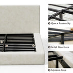 Cloud Upholstered  Bed Frame with Headboard, 5 Inch Foam Padded Platform, No Box Spring, Easy Assembly , Customized