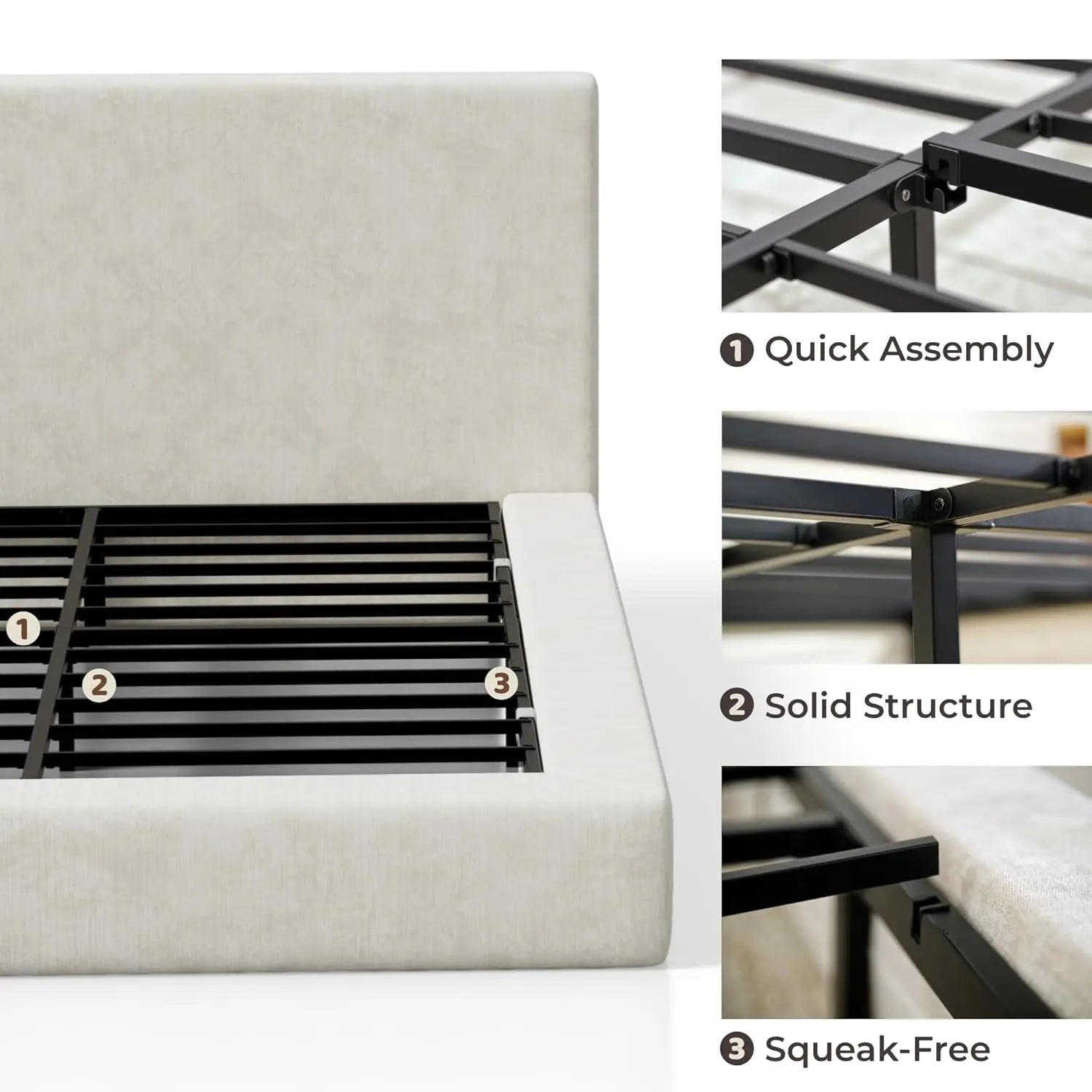 Cloud Upholstered  Bed Frame with Headboard, 5 Inch Foam Padded Platform, No Box Spring, Easy Assembly , Customized