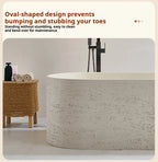 Any Size Custom Japanese Wabi Sabi Cultured Stone Bathtub Artistic Freestanding Soaking Tub Heat Retention Easy Clean Body Conto