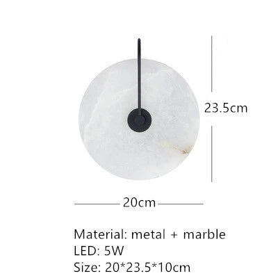 Nordic Modern Designer Minimalist Marble Circular Wall Lamp Corridor Study Bedroom Bedside Led Lights Tv Background  Decor