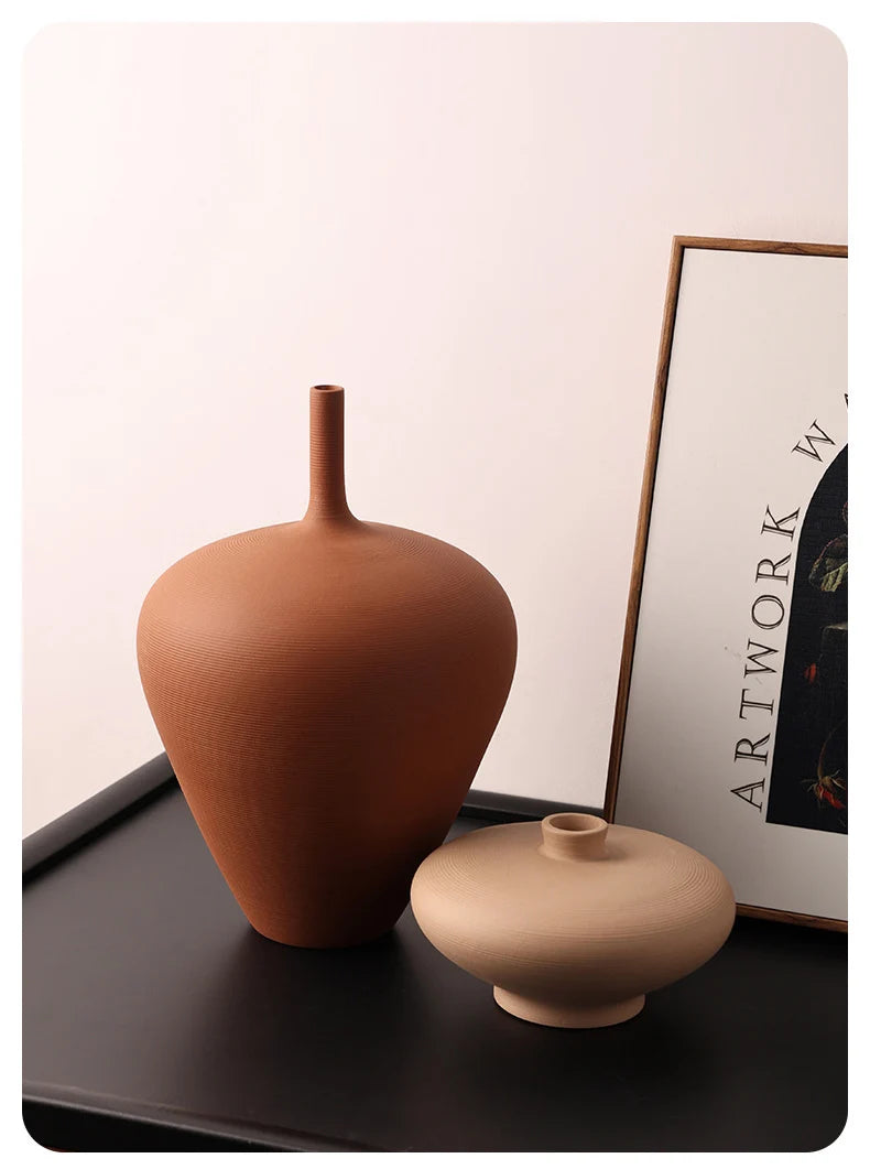 Minimalist Brushed Frosted Ceramic Vase Plant Pots Table Decoration Flowers Arrangement Floral Vases Room Aesthetic Decor