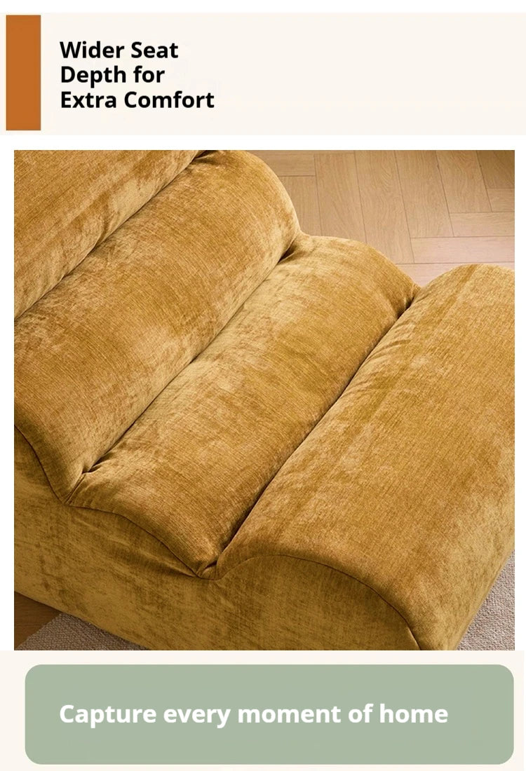 Vacuum Compressed Caterpillar Chair, Mid-Century Hugging 3D Seat with 5-Zone Support, High-Elasticity Sherpa Foam, Small Space