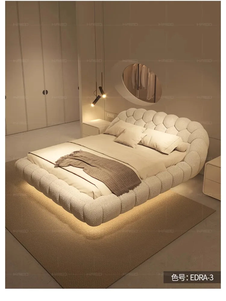 Lambswool Floating Bed Aesthetics Princess Wedding High End Quality Bed Modern Apartment Confortable Muebles Bedroom Furniture