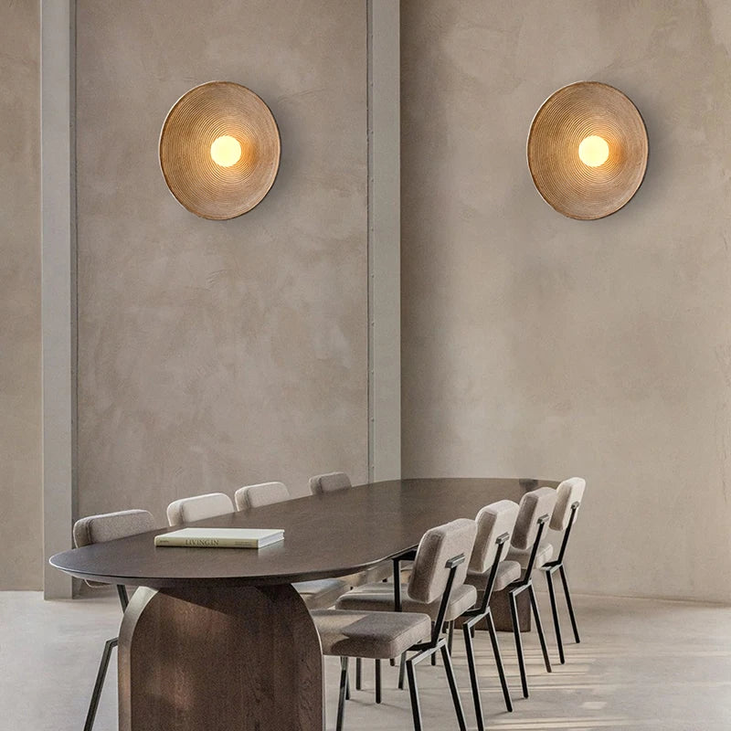 Nordic Creative Retro Round Wall Lamp Wabi-sabi Resin Sconces for Living Room Bedroom Bedside Hotel Corridor  Decor lightig